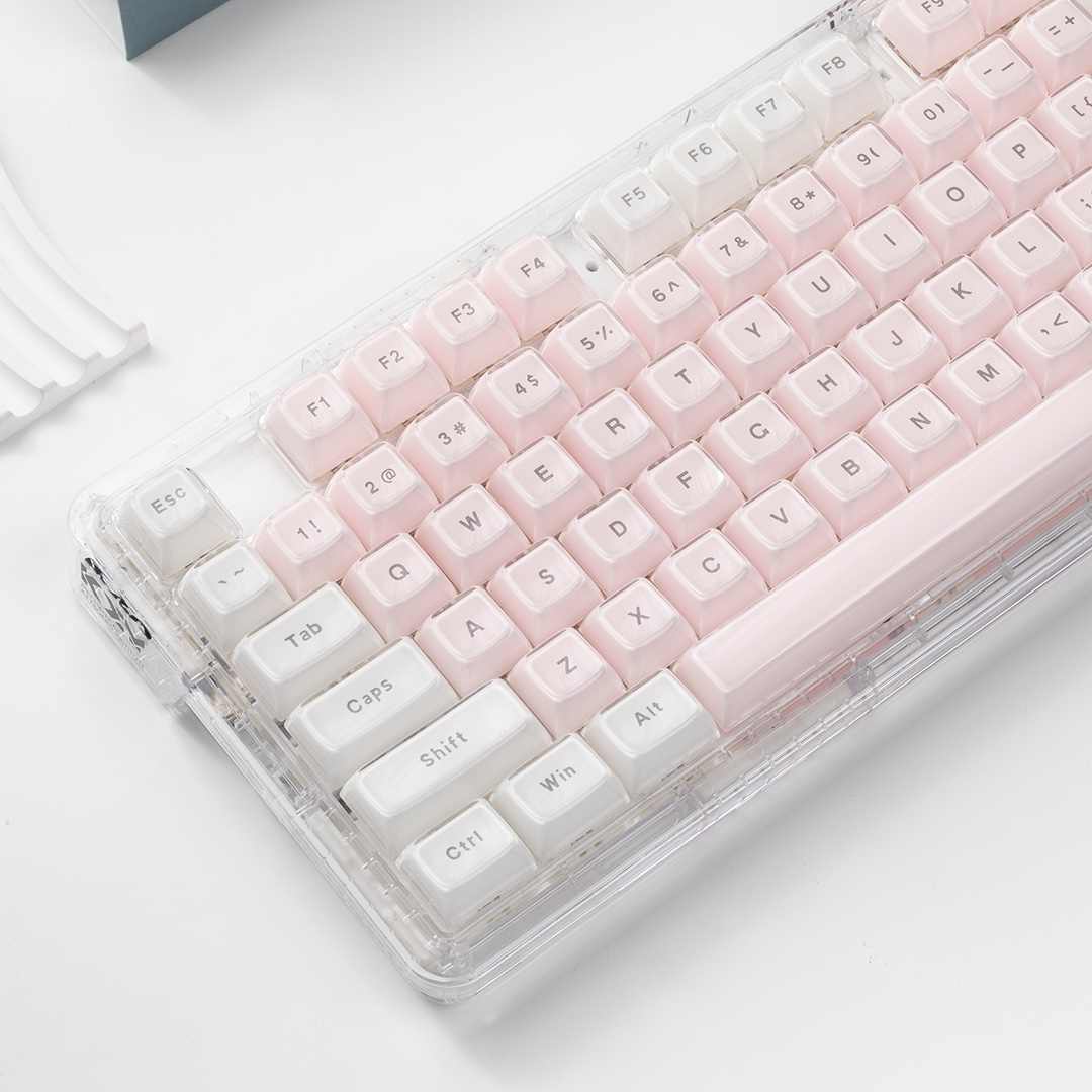 Pc Gaming Pink - Crystal Transparent Keycaps Pink White MDA