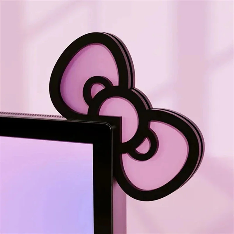 Pc Gaming Pink - Kawaii Pink Acrylic Bow Monitor Decor