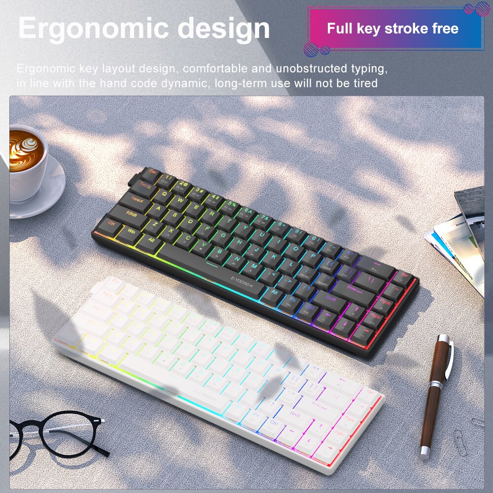 E-YOOSO A68 RGB Mini Slim USB  - đánh giá và giá Pc Gaming Pink