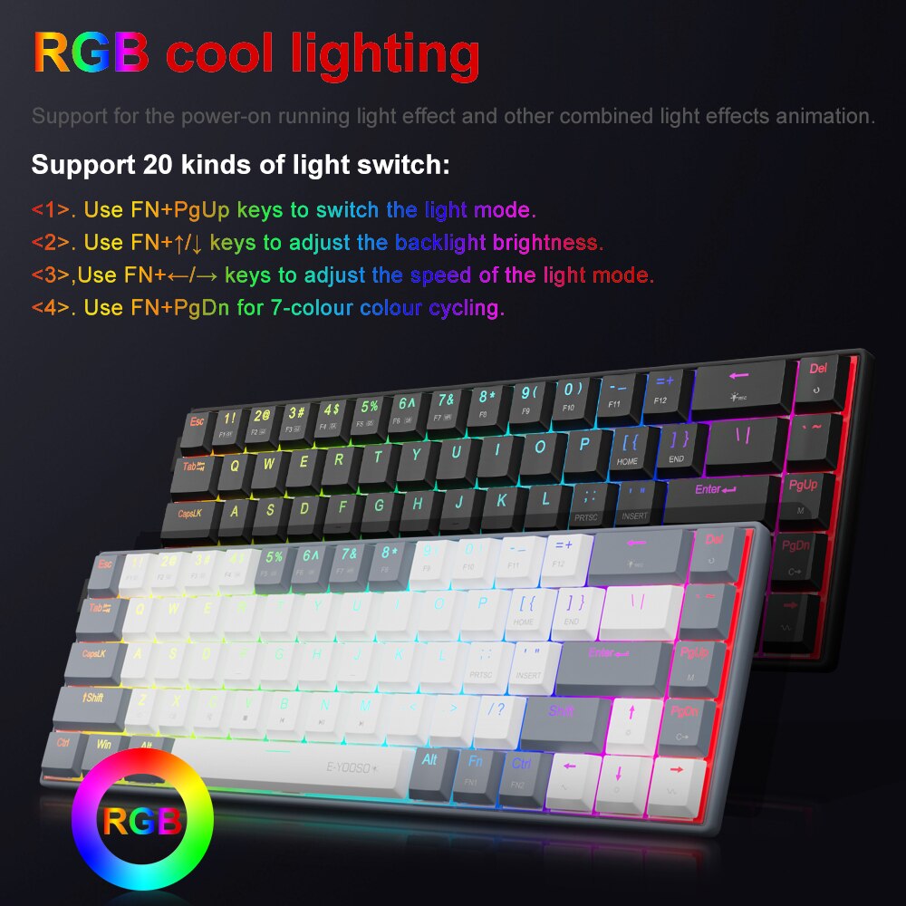 E-YOOSO A68 RGB Mini Slim USB  - đánh giá và giá Pc Gaming Pink